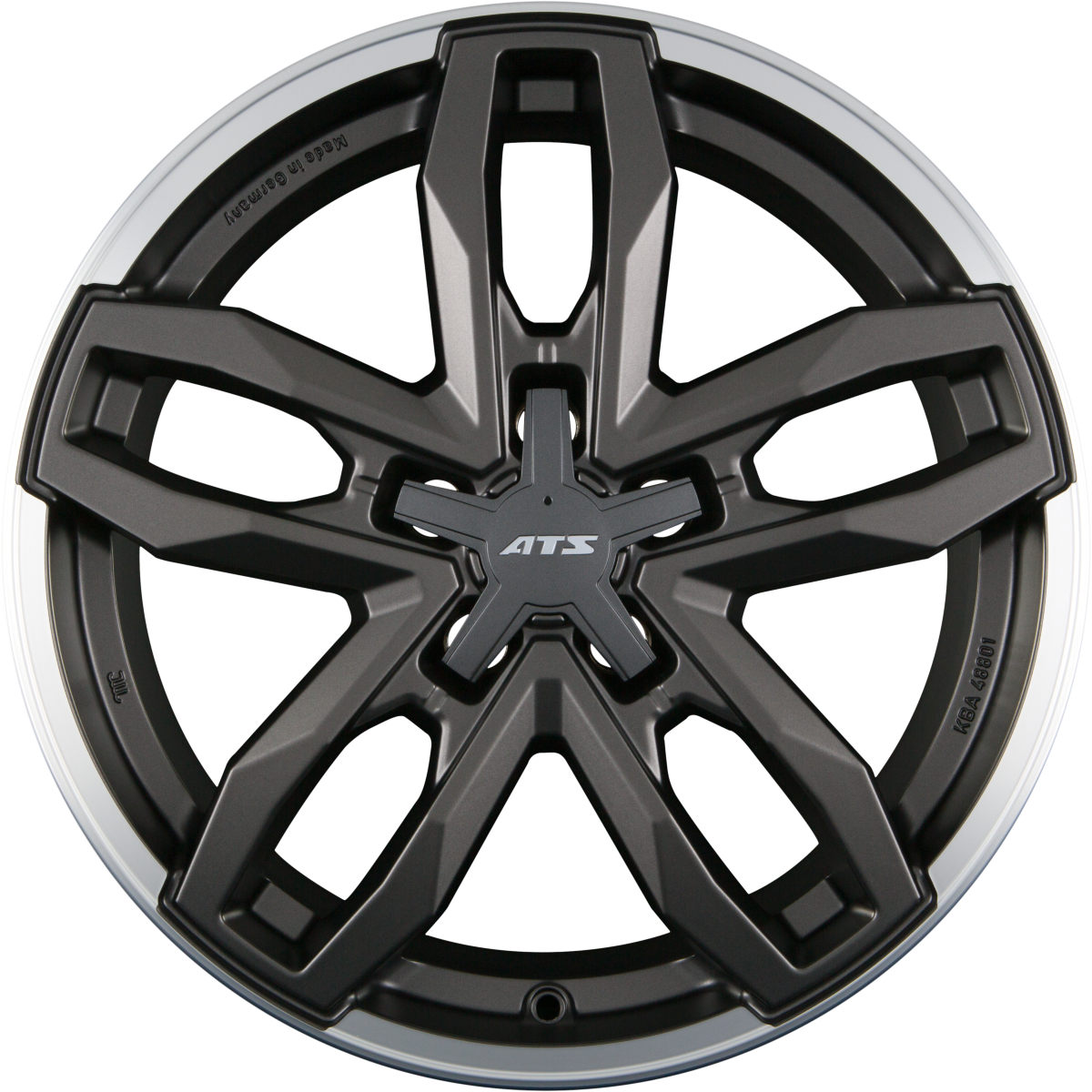 ATS Temperament Blizzard-Grau Hornpoliert Alufelge 9.5x20 Zoll ET30 LK 5x114.3 ML75