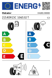 Matador Nordicca Van M+S 3PMSF 215/65R15C 104/102T Winter – EU-Reifenlabel