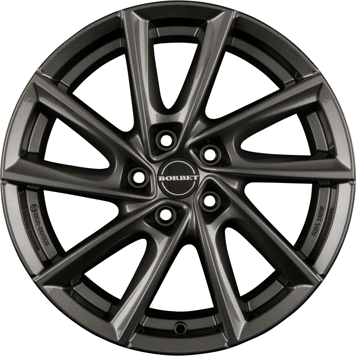 Borbet VT Mistral Anthracite Glossy Alufelge 7.5x17 Zoll ET36 LK 5x112 ML66.6