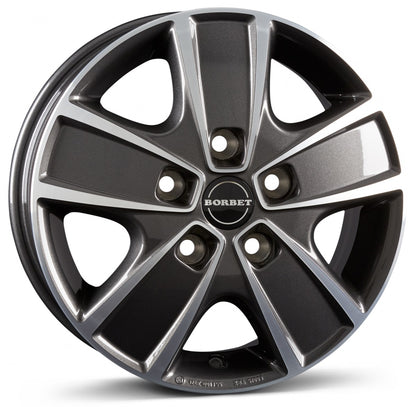 Borbet CWG mistral anthracite glossy polished 6x16 ET68 - LK5/118 ML71.1