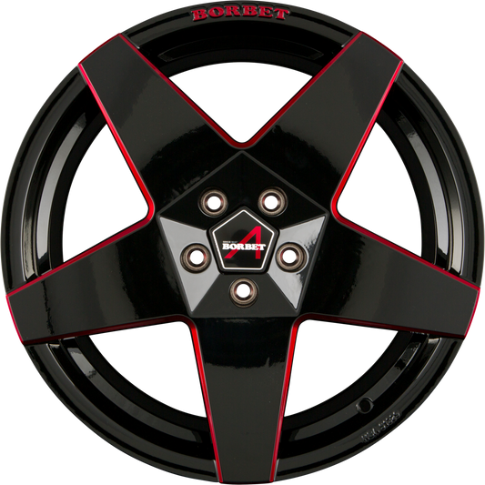 Borbet A Black Red Glossy Alufelge 8.5x19 Zoll ET45 LK 5x112 ML57.1