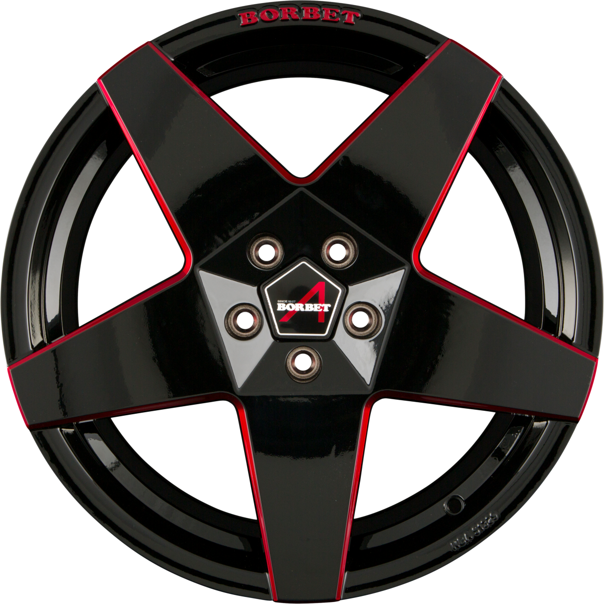 Borbet A Black Red Glossy Alufelge 8.5x19 Zoll ET45 LK 5x112 ML57.1