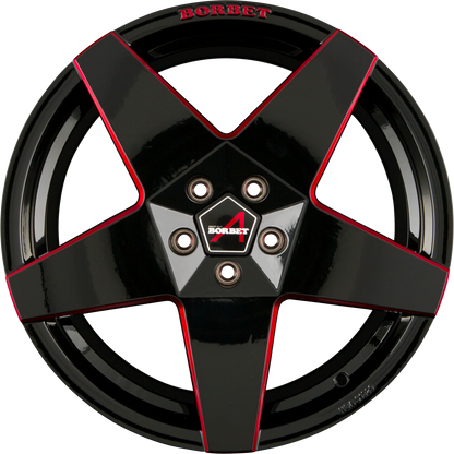 Borbet A Black Red Glossy Alufelge 8.5x19 Zoll ET45 LK 5x112 ML57.1