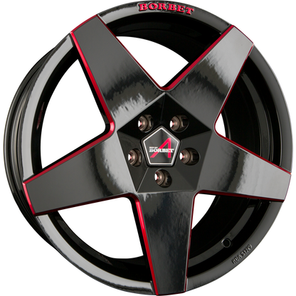 Borbet A Black Red Glossy Alufelge 8.5x19 Zoll ET45 LK 5x112 ML57.1 – Bild 2