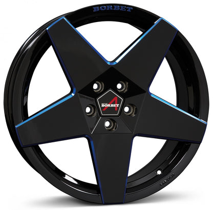 Borbet A black blue glossy 8x17 ET45 - LK5/112 ML66.5