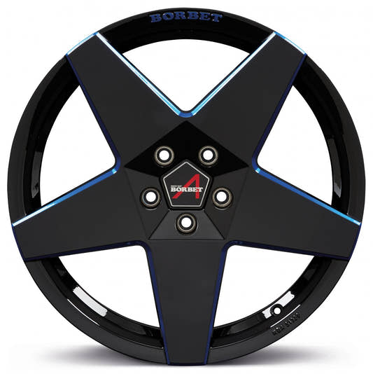 Borbet A black blue glossy 8x17 ET45 - LK5/112 ML66.5