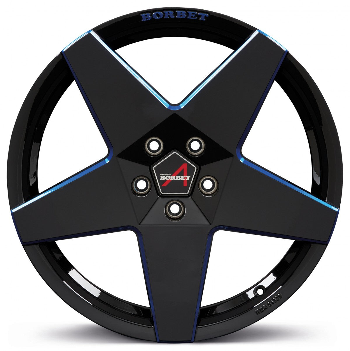 Borbet A black blue glossy 8x17 ET45 - LK5/112 ML66.5