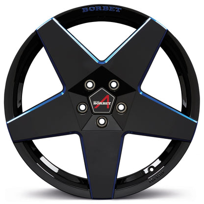 Borbet A black blue glossy 8x17 ET45 - LK5/112 ML66.5