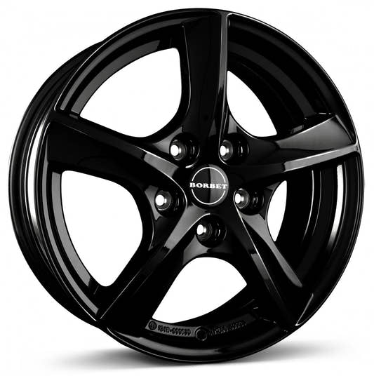 Borbet TL black glossy 5-Speiche 5.5x15 ET38 - LK5/100 ML57.06