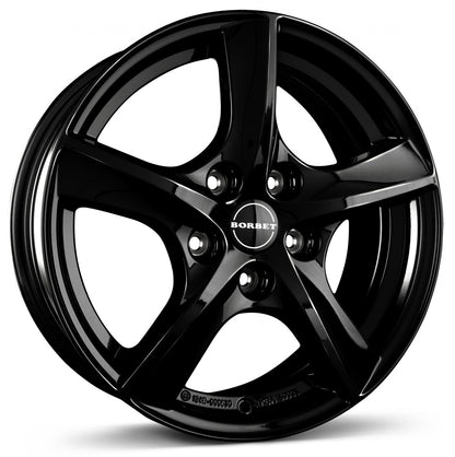 Borbet TL black glossy 5-Speiche 5.5x15 ET38 - LK5/100 ML57.06
