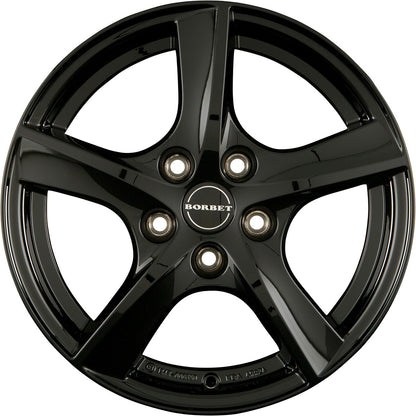 Borbet TL black glossy 5-Speiche 5.5x15 ET38 - LK5/100 ML57.06