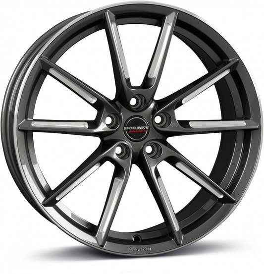 Borbet LX graphite spoke rim polished 8.5x19 ET37 - LK5/108 ML72.5