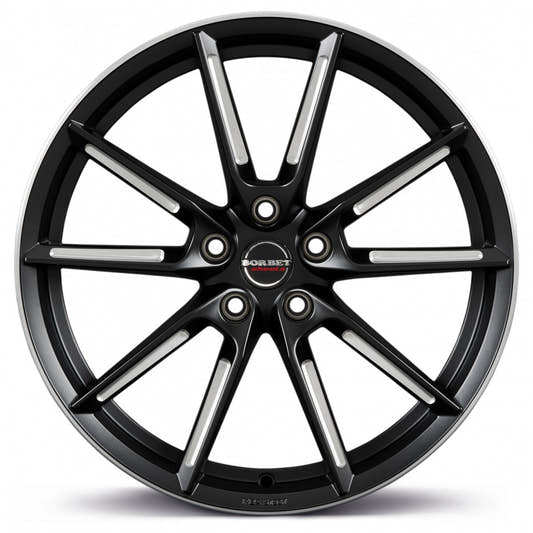 Borbet LX black matt spoke rim polished 8x19 ET50 - LK5/112 ML57.1