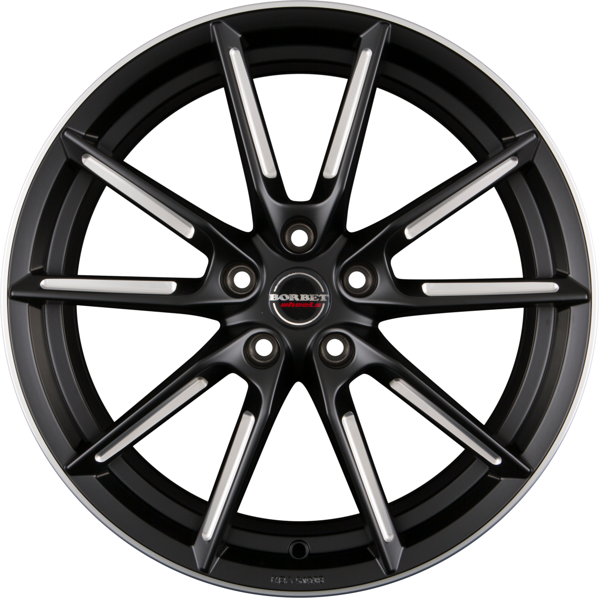 Borbet LX Black Matt Spoke Rim Polished Alufelge 8x19 Zoll ET50 LK 5x114.3 ML72.5