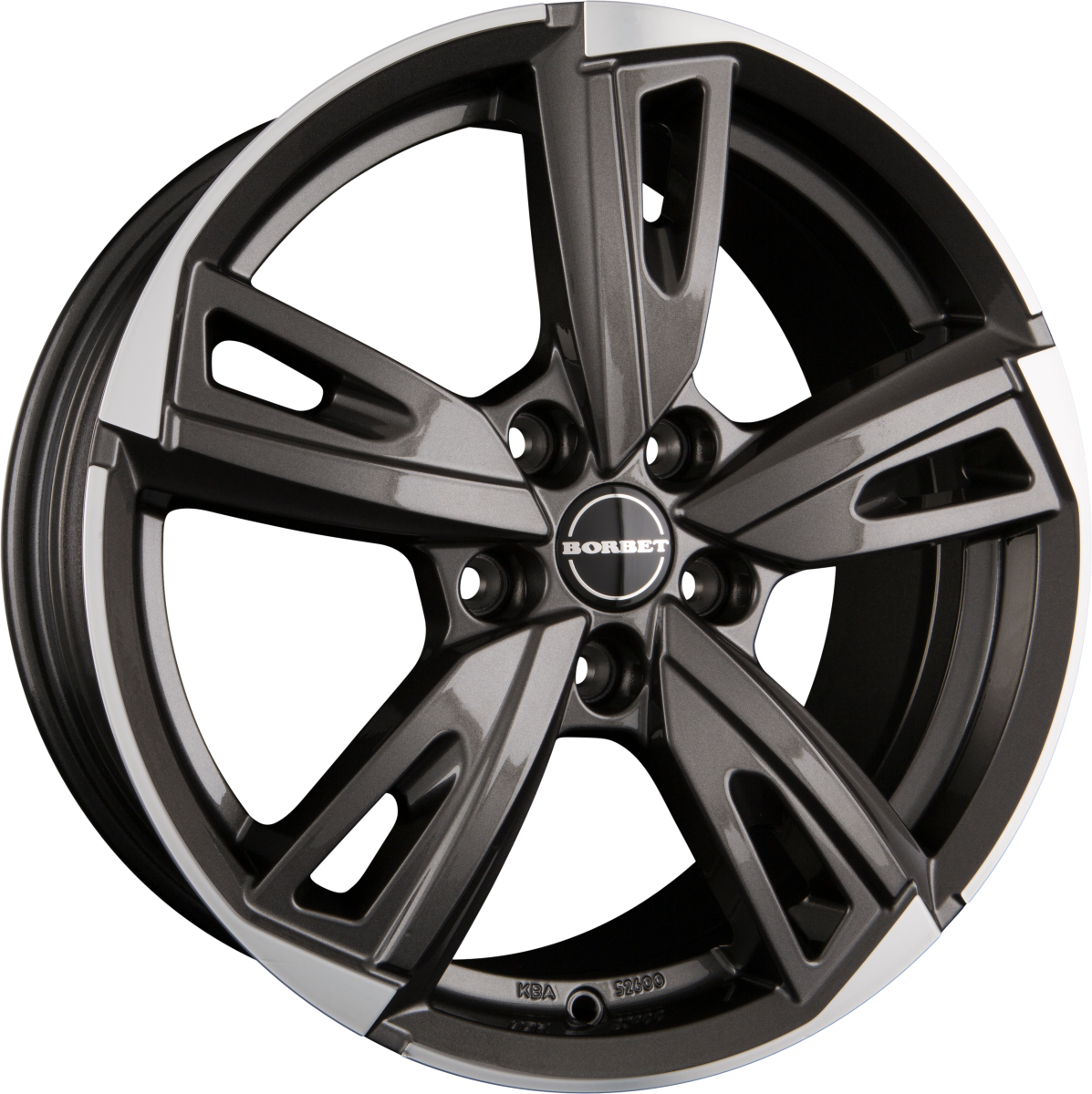 Borbet BU1 Mistral Anthracite Glossy Polished Alufelge 8x18 Zoll ET50 LK 5x114.3 ML72.5 – Bild 2