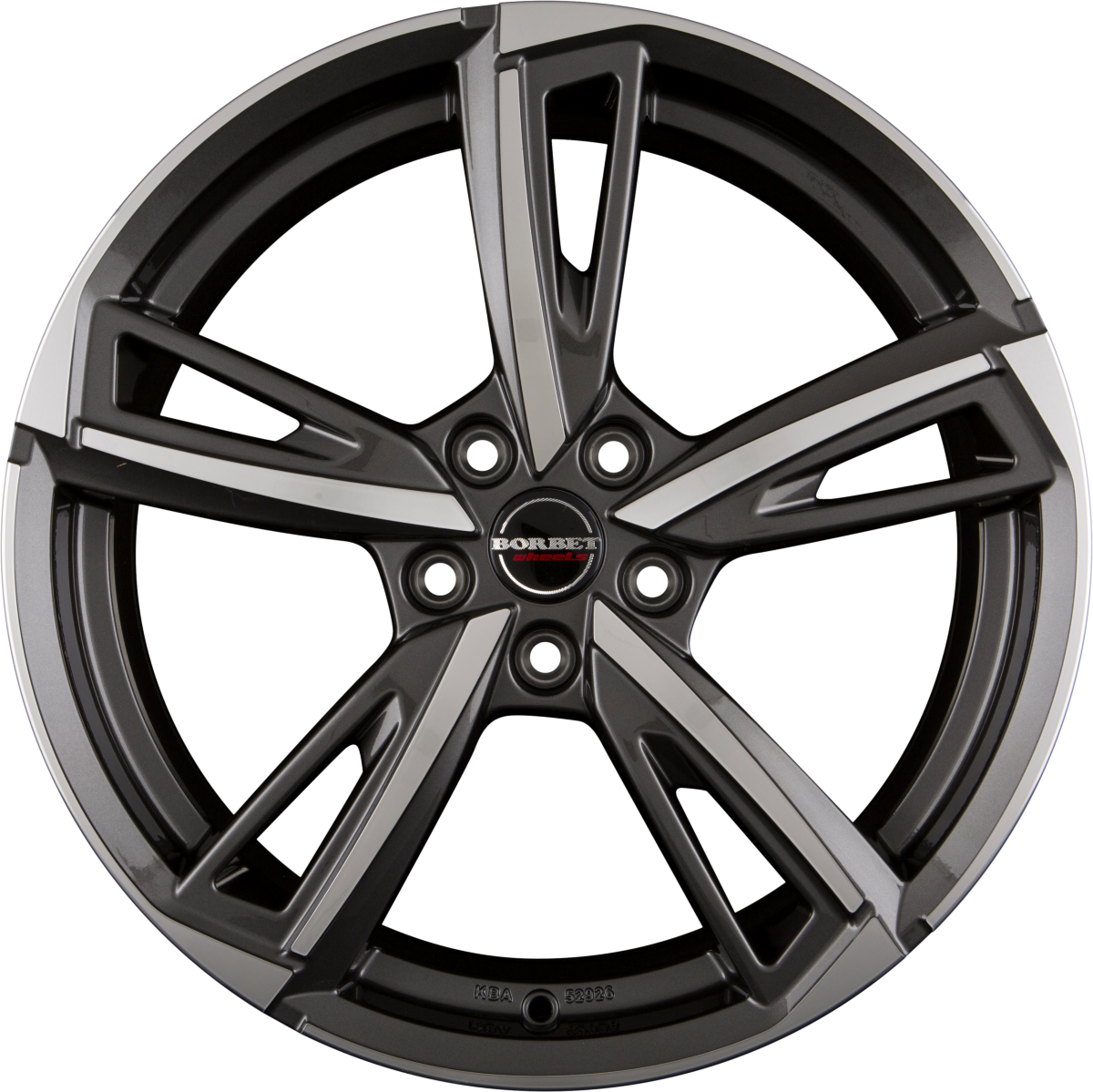 Borbet BU1 Mistral Anthracite Glossy Polished Alufelge 8x19 Zoll ET30 LK 5x112 ML72.5