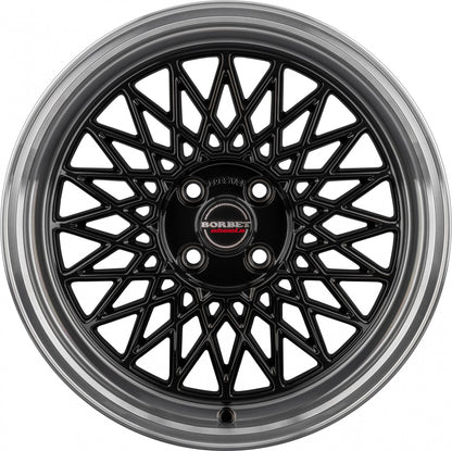 Borbet B black rim polished 7x17 ET25 - LK4/100 ML64