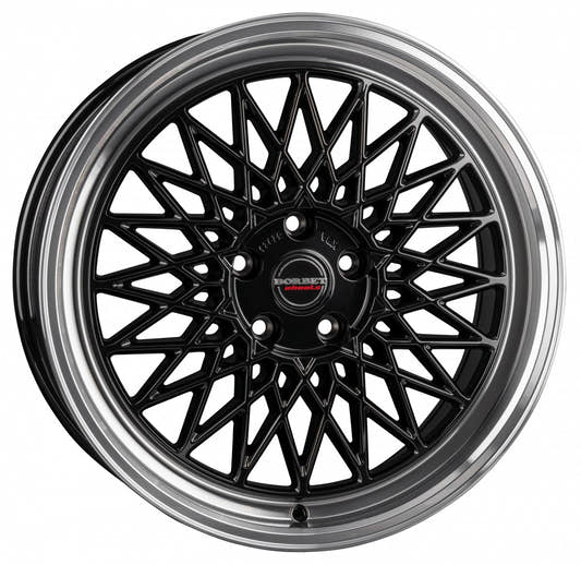 Borbet B black rim polished 8x17 ET40 - LK5/100 ML57.1