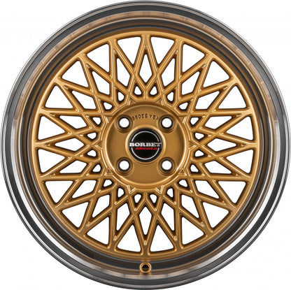 Borbet B gold rim polished 8x17 ET45 - LK5/112 ML66.5