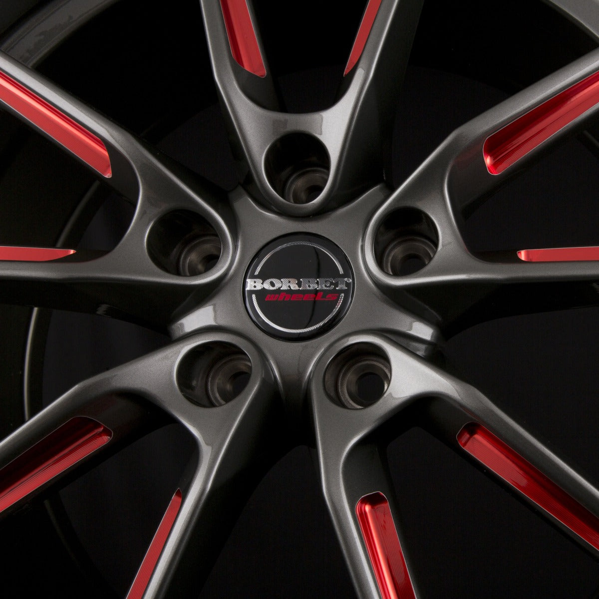Borbet LX Graphite Spoke Rim Red Polished Alufelge 8.5x20 Zoll ET40 LK 5x112 ML66.6 – Bild 3