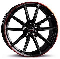 Borbet LX Black Glossy Rim Red Felge 8x18 Zoll ET44 LK 5x112 ML57.1
