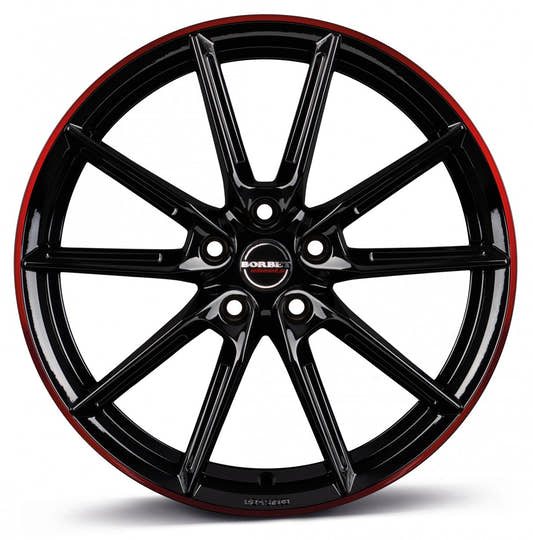 Borbet LX black glossy rim red 8.5x20 ET45 - LK5/112 ML57.1