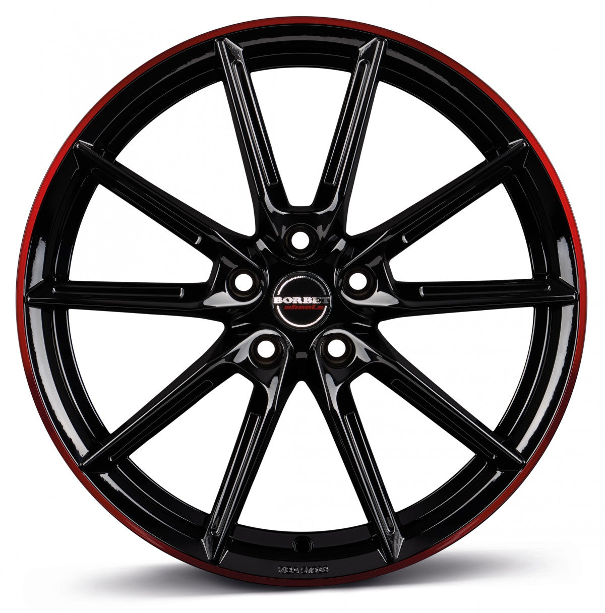 Borbet LX black glossy rim red 8.5x20 ET45 - LK5/112 ML57.1