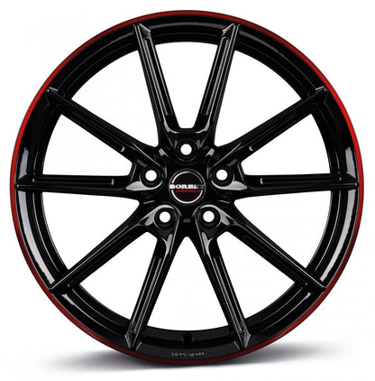 Borbet LX Black Glossy Rim Red Felge 8x18 Zoll ET48 LK 5x112 ML66.6 – Bild 2