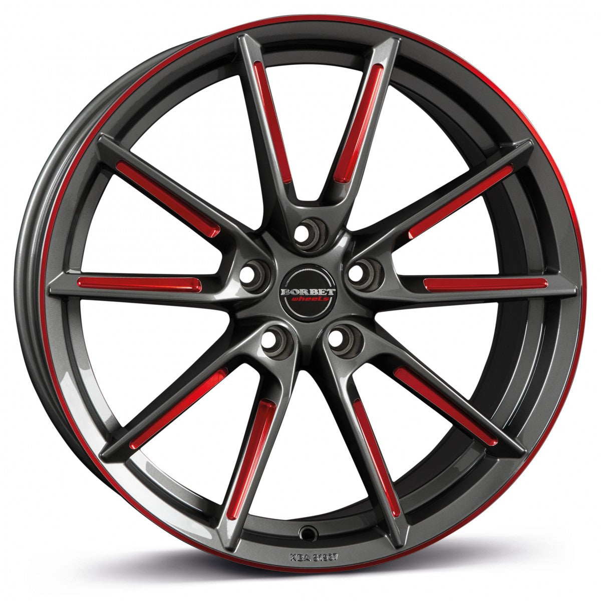 Borbet LX graphite spoke rim red polished 8.5x20 ET45 - LK5/112 ML57.1