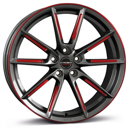 Borbet LX graphite spoke rim red polished 8.5x20 ET45 - LK5/112 ML57.1
