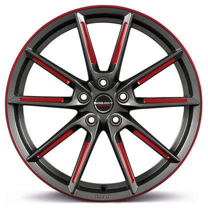 Borbet LX graphite spoke rim red polished 8.5x20 ET45 - LK5/112 ML57.1