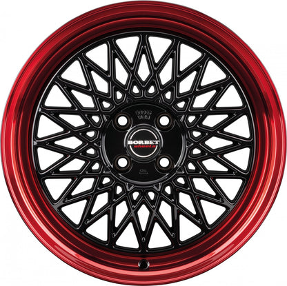 Borbet B black rim red 7x17 ET20 - LK4/108 ML65.1