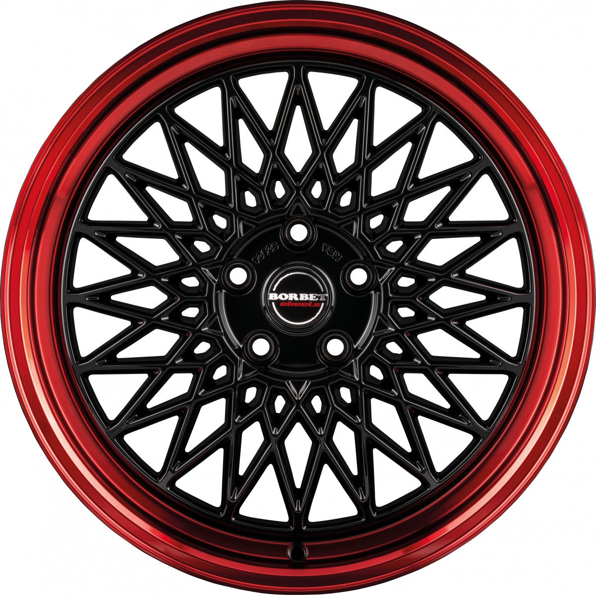 Borbet B black rim red 8x18 ET45 - LK5/112 ML66.5