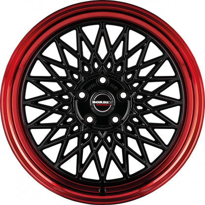 Borbet B black rim red 8x18 ET45 - LK5/112 ML66.5
