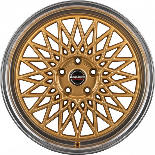 Borbet B gold rim polished 7x17 ET30 - LK4/100 ML64