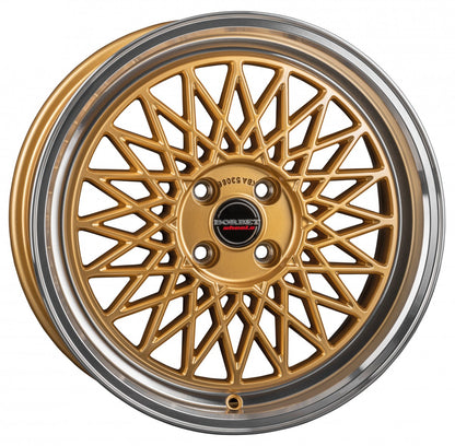 Borbet B gold rim polished 7x17 ET30 - LK4/100 ML64