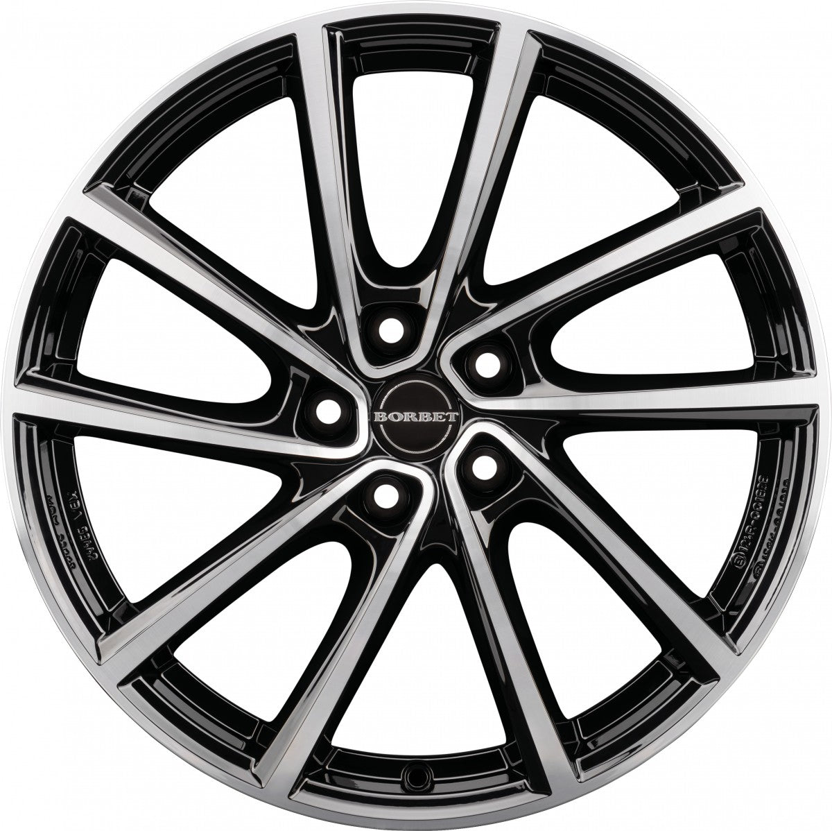 Borbet V black polished glossy 7x19 ET34 - LK5/112 ML66.5