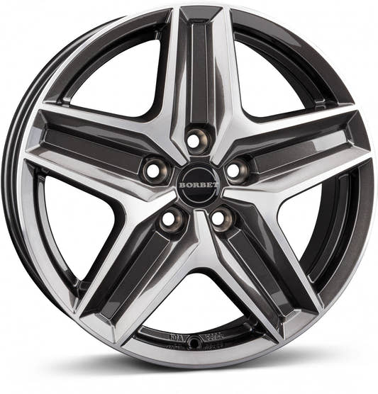 Borbet CWZ mistral anthracite glossy polished 7.5x18 ET48 - LK5/112 ML66.5
