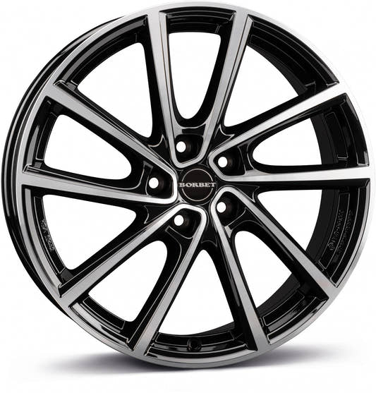 Borbet V black polished glossy 7x19 ET47.5 - LK5/108 ML63.4