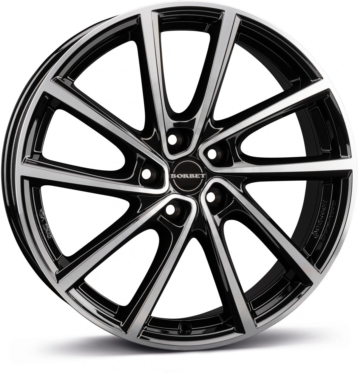 Borbet V black polished glossy 7x19 ET47.5 - LK5/108 ML63.4