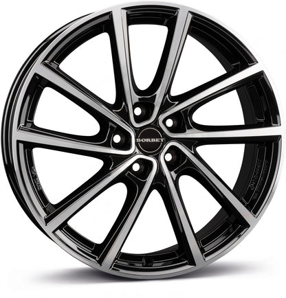 Borbet V black polished glossy 7x19 ET47.5 - LK5/108 ML63.4