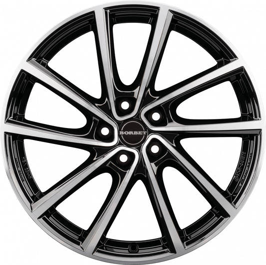 Borbet V black polished glossy 7x19 ET47.5 - LK5/108 ML63.4