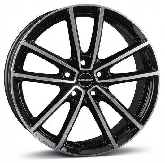 Borbet W black polished glossy Alufelge 8.5x21 Zoll ET45 LK 5x108 ML72.5
