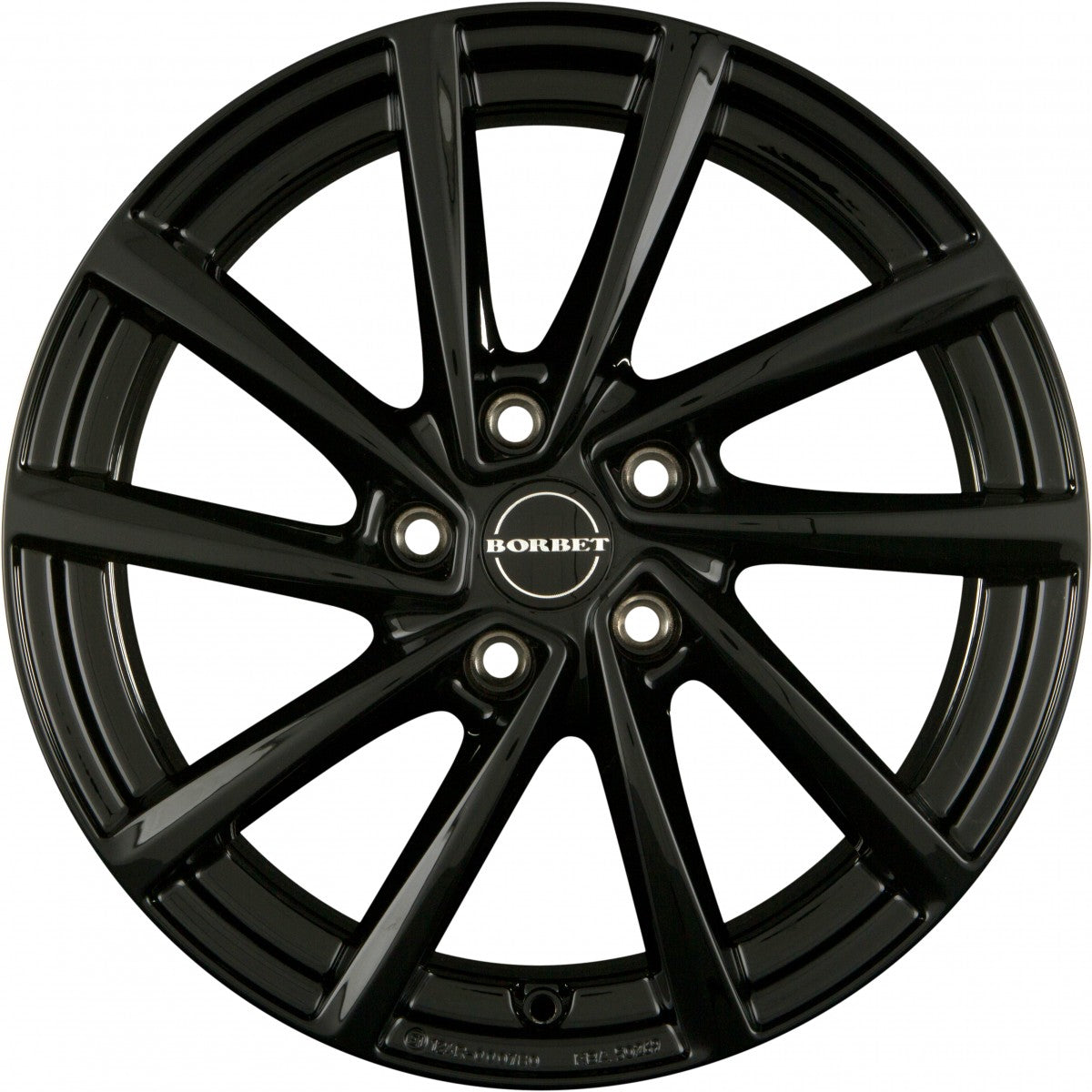 Borbet V black glossy 7x18 ET38 - LK5/114.3 ML67.1