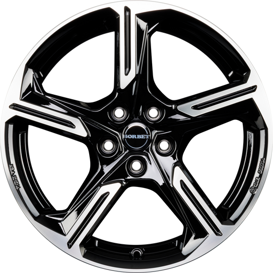 Borbet XE1 Black Polished Glossy Alufelge 7.5x18 Zoll ET50 LK 5x108 ML63.4