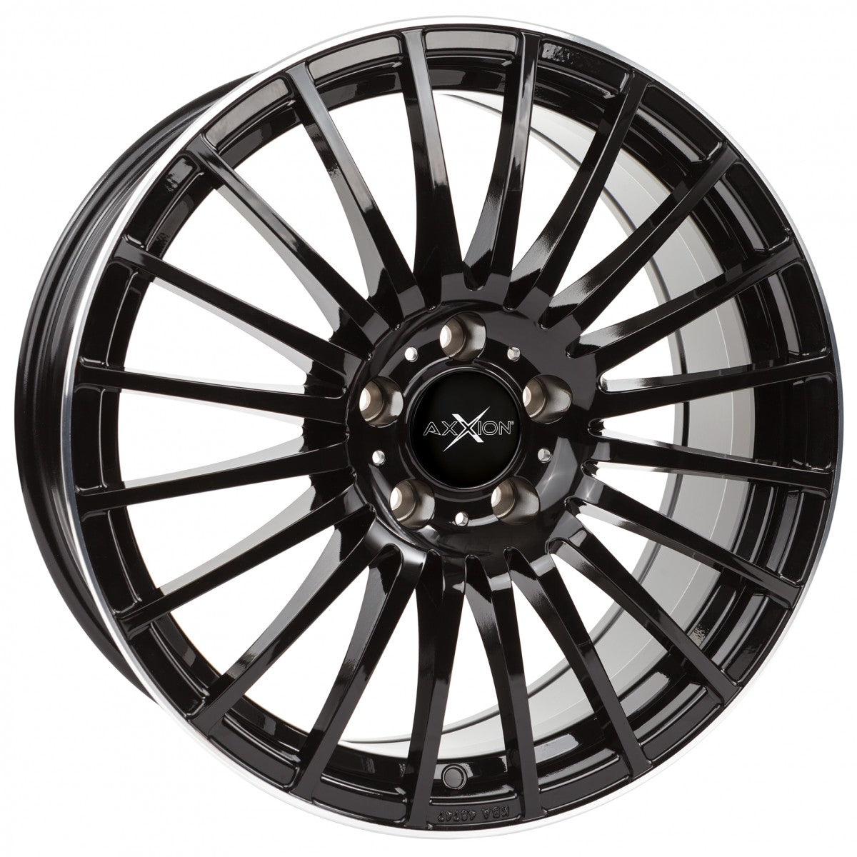 Axxion AX5 schwarz lackiert mit poliertem Felgenbett 9x20 Zoll ET33 LK 5x112 ML66.6