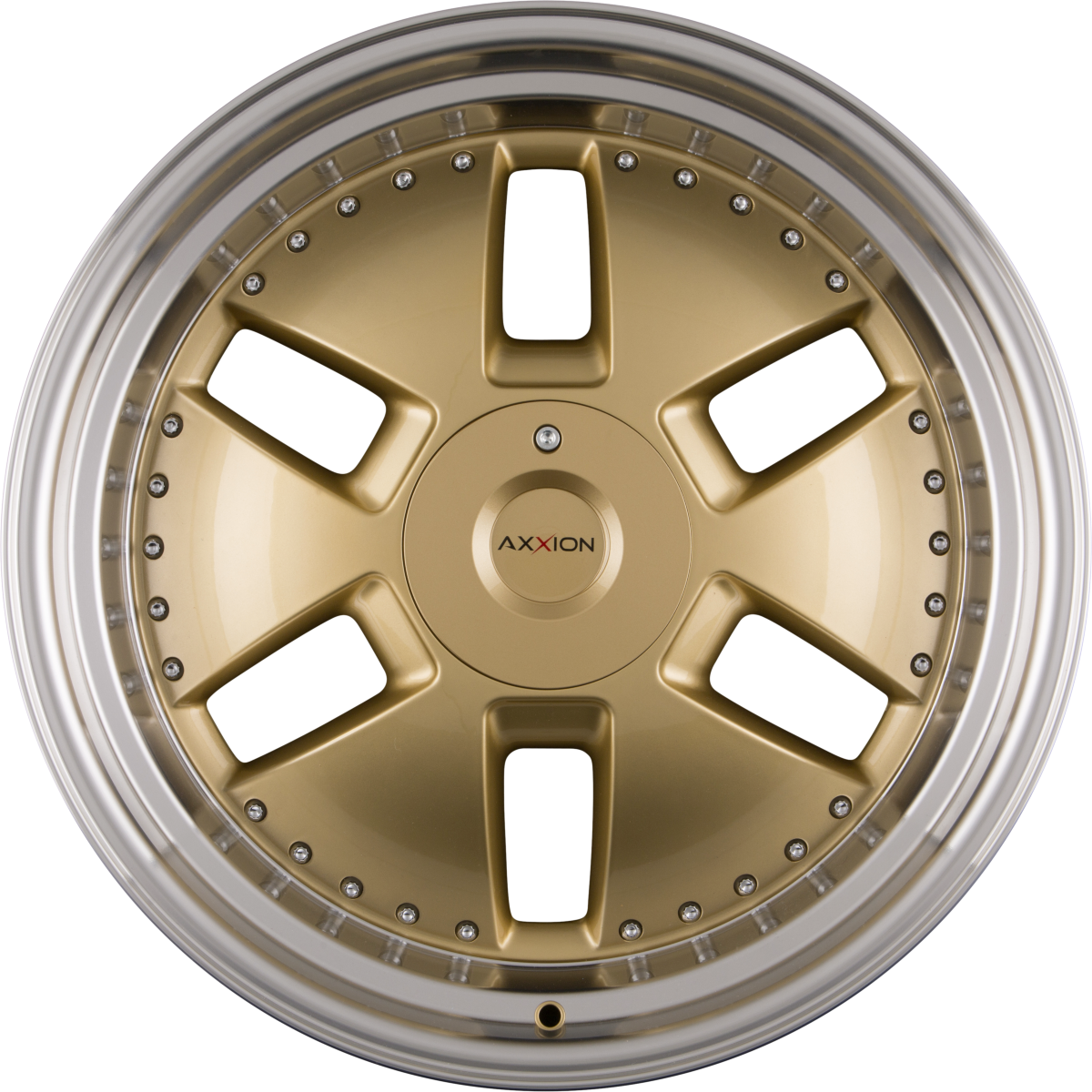 Axxion Y1 Gold Glanz mit poliertem Felgenbett (GG+ / ML+) 11x20 Zoll ET32 LK 5x112 ML66.6