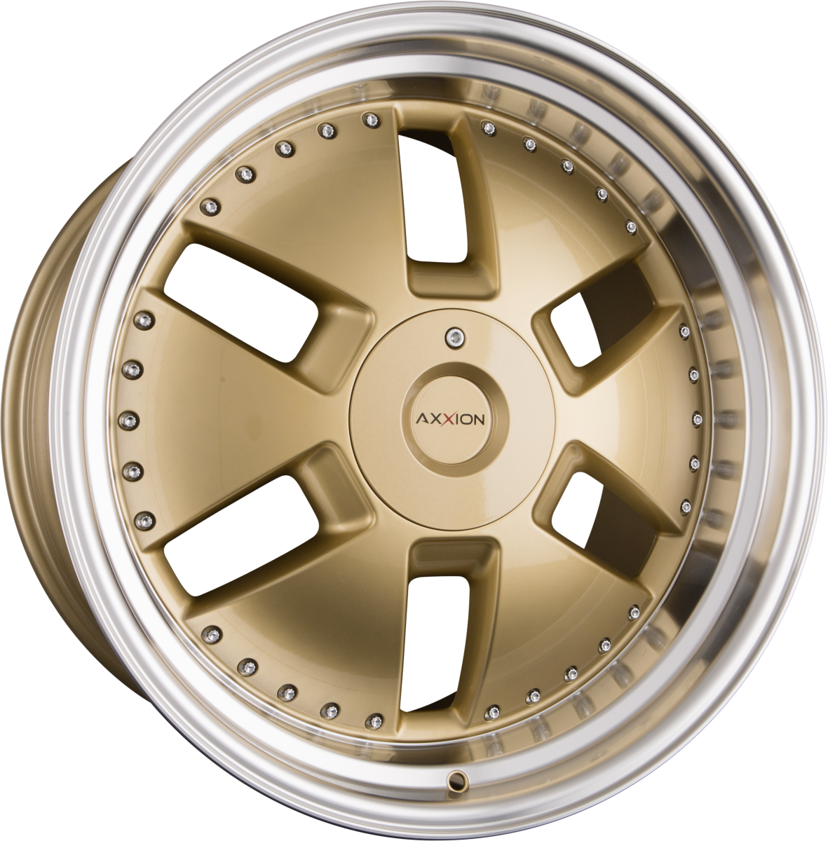 Axxion Y1 Gold Glanz mit poliertem Felgenbett (GG+ / ML+) 11x20 Zoll ET32 LK 5x112 ML66.6 – Bild 2
