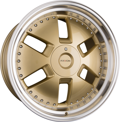 Axxion Y1 Gold Glanz mit poliertem Felgenbett (GG+ / ML+) 11x20 Zoll ET32 LK 5x112 ML66.6 – Bild 2