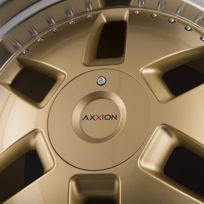 Axxion Y1 Gold Glanz mit poliertem Felgenbett (GG+ / ML+) 11x20 Zoll ET32 LK 5x112 ML66.6 – Bild 4